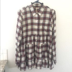 Free People Plaid Button Down Shirt Dress
